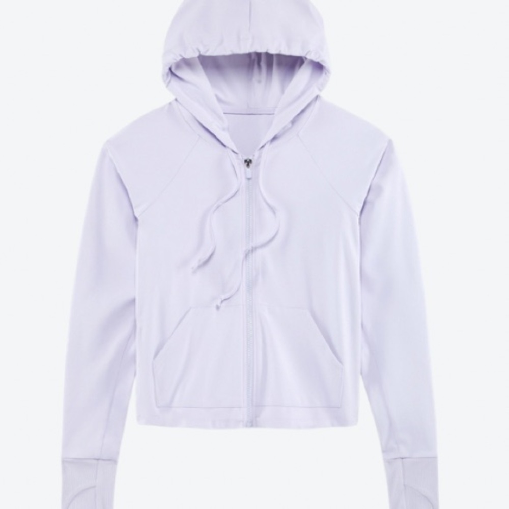 Fabletics Oasis Cropped Hoodie Jacket Frosted Lilac Medium